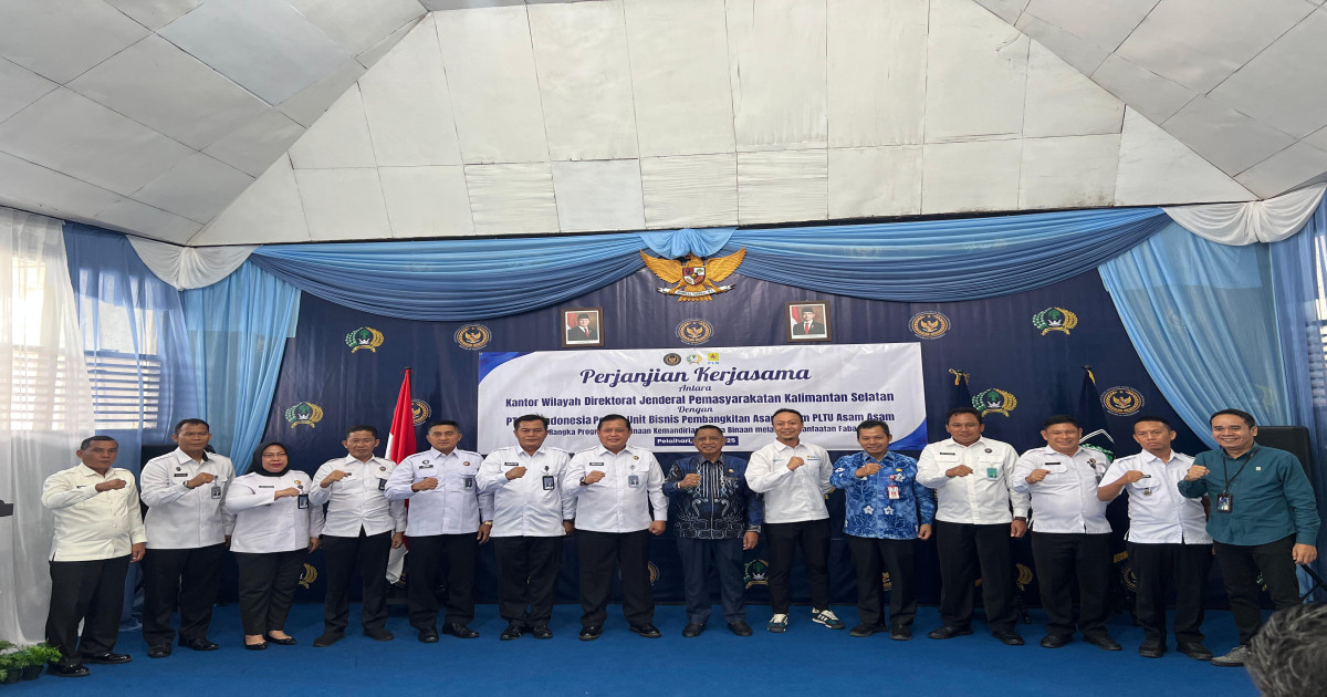 Kakanwil Ditjenpas Kalsel Hadiri Penandatanganan Kerja Sama Rutan Pelaihari dan PLTU Asam-Asam; Kalapas Narkotika Karang Intan Turut Dukung
